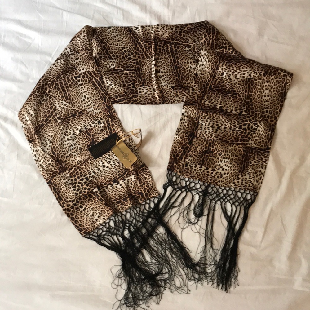 Roberto Cavalli H&M Silk Scarf Leoprad Print nwt